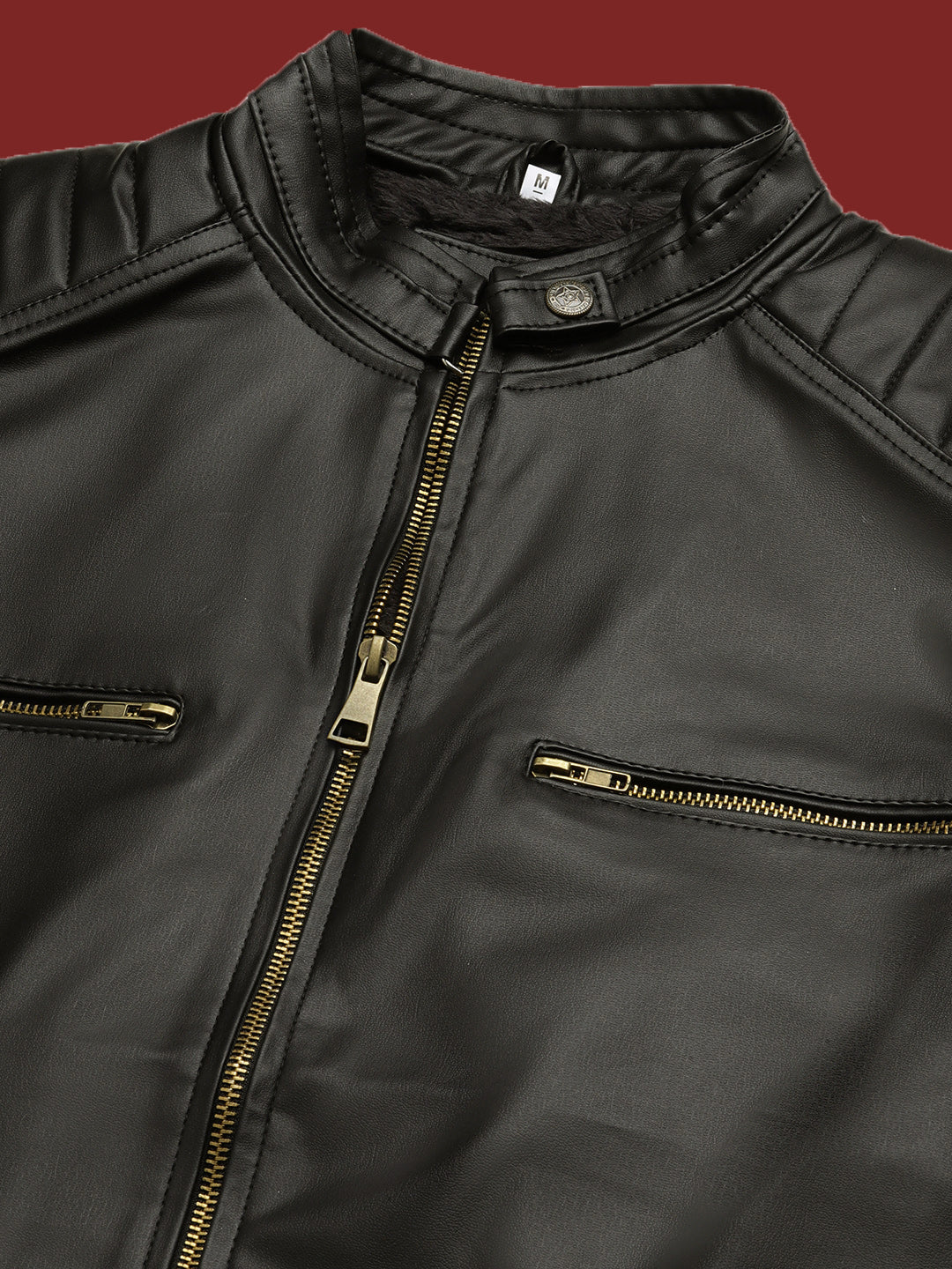 Leather Retail Men's Faux Leather Standard Length Jacket(LRDEBL)