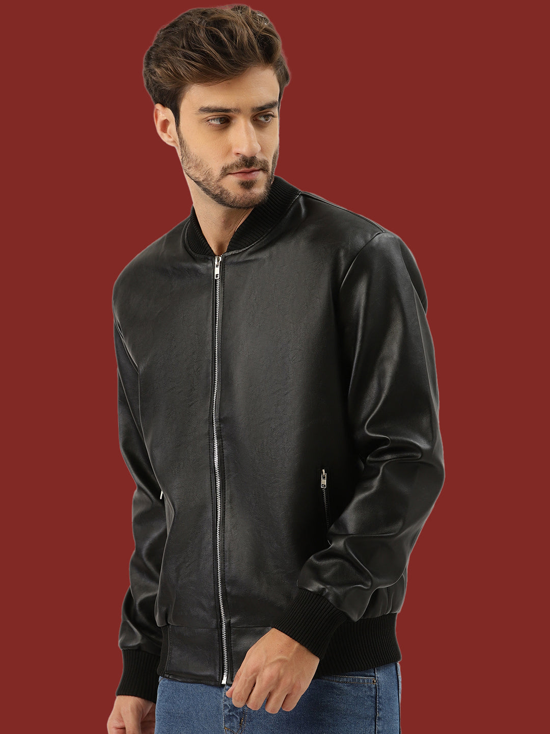 Leather Retail Men's Regular Jacket(LRELBL)