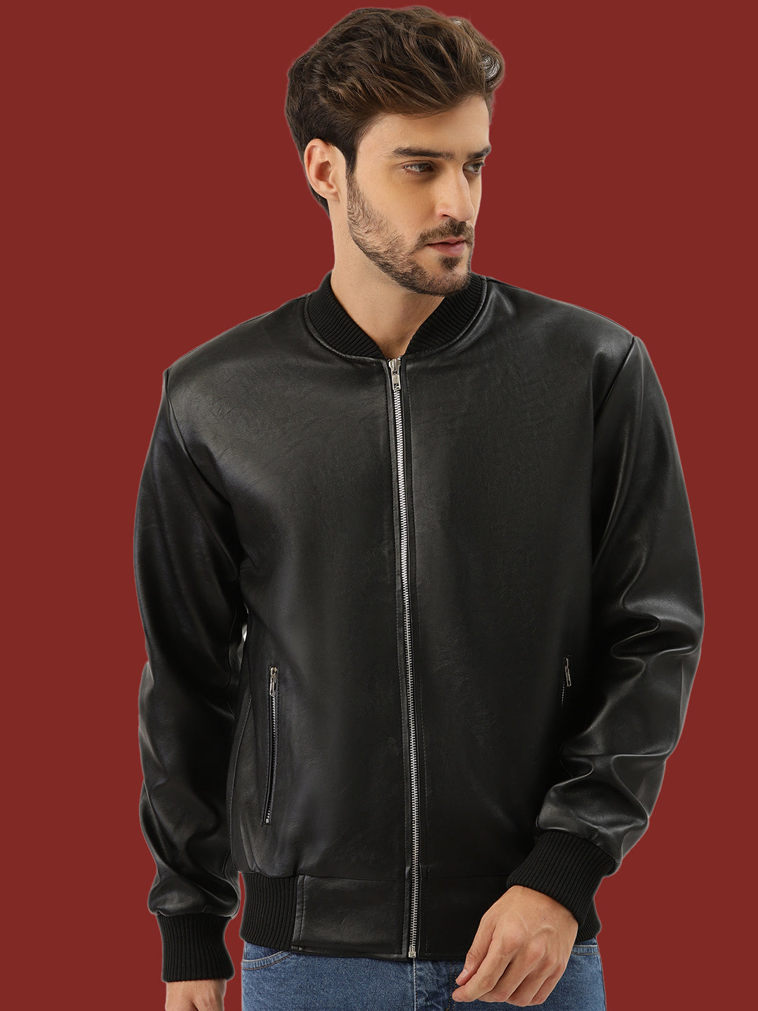 Leather Retail Men's Regular Jacket(LRELBL)