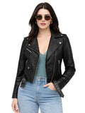 Leather Retail® Full Sleeve Solid Jacket for Women's Biker Style(LRAIF11BL)