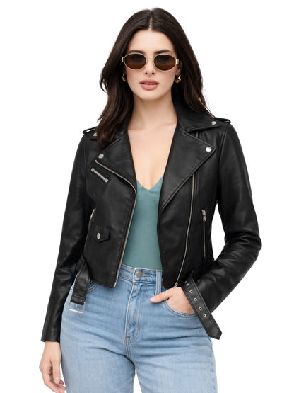 Leather Retail® Full Sleeve Solid Jacket for Women's Biker Style