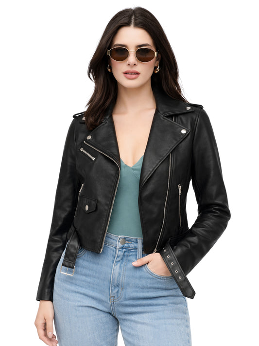 Leather Retail® Full Sleeve Solid Jacket for Women's Biker Style