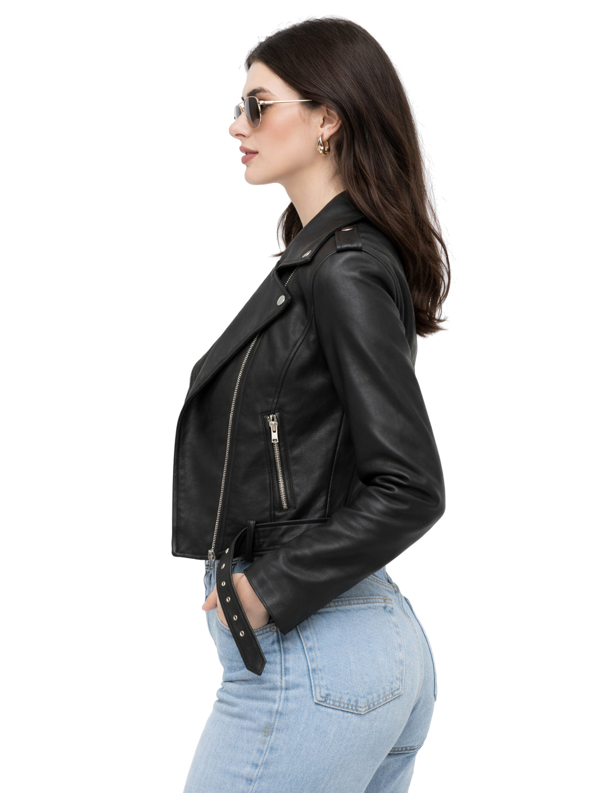 Leather Retail® Full Sleeve Solid Jacket for Women's Biker Style