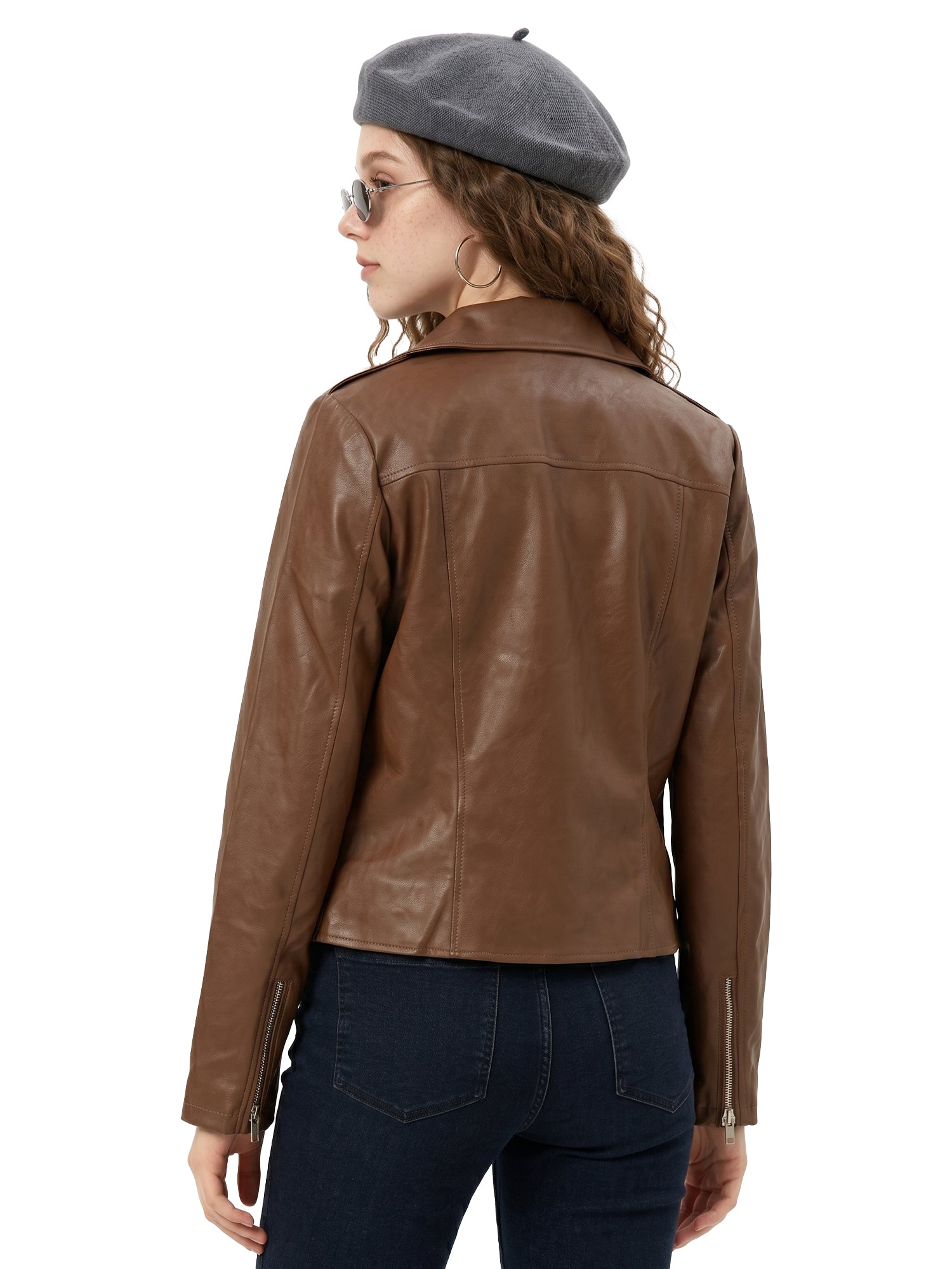 Leather Retail® Full Sleeve Solid Jacket for Women's Biker Style ( LRF11BR )