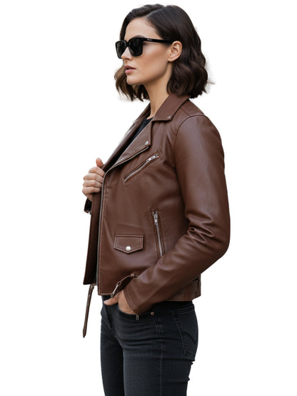 Leather Retail® Full Sleeve Solid Jacket for Women's Biker Style