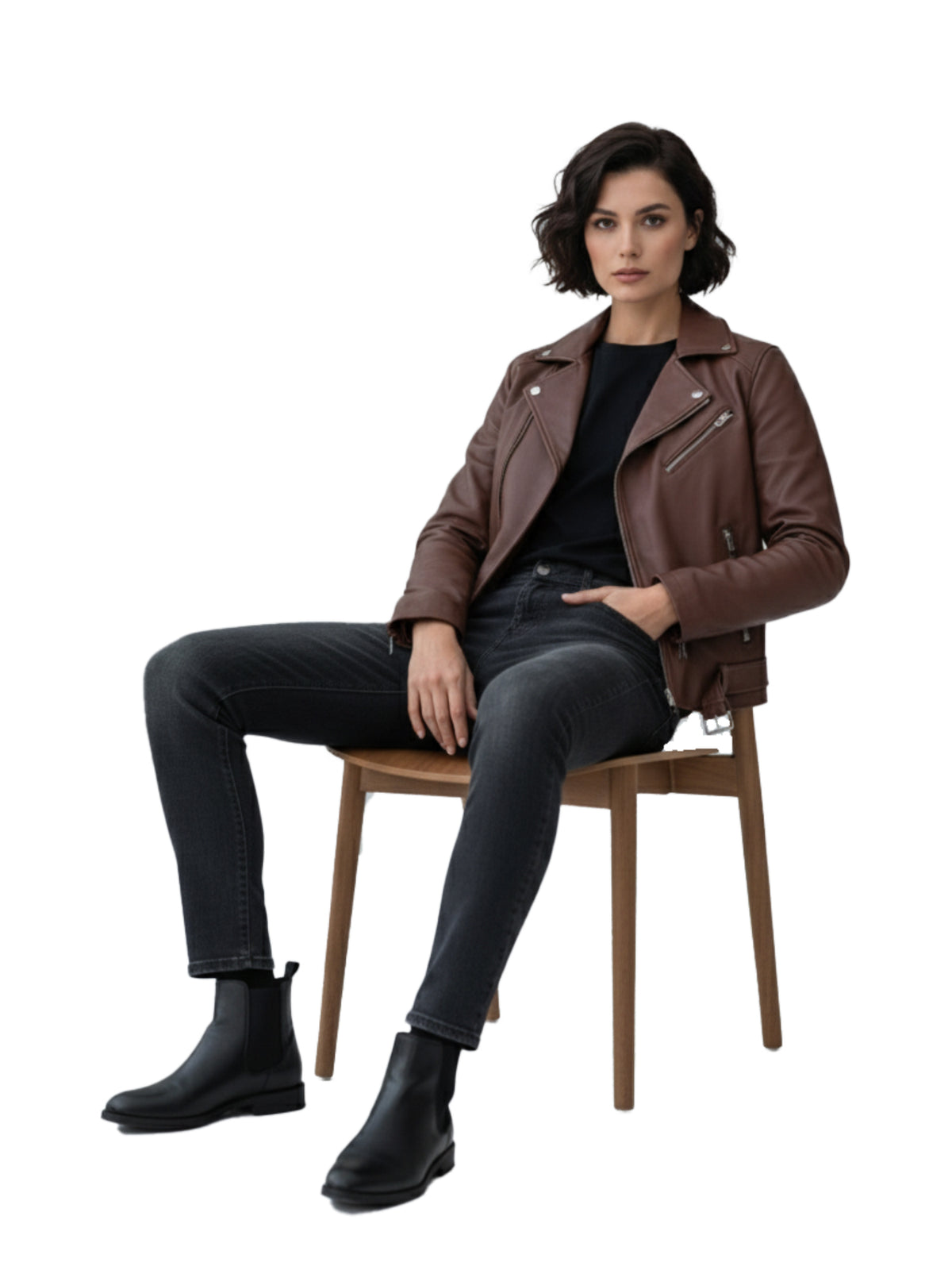 Leather Retail® Full Sleeve Solid Jacket for Women's Biker Style