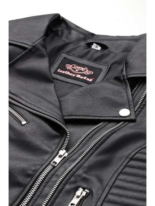 Leather Retail Faux Leather Women's Biker Jacket ( LRF30BL )