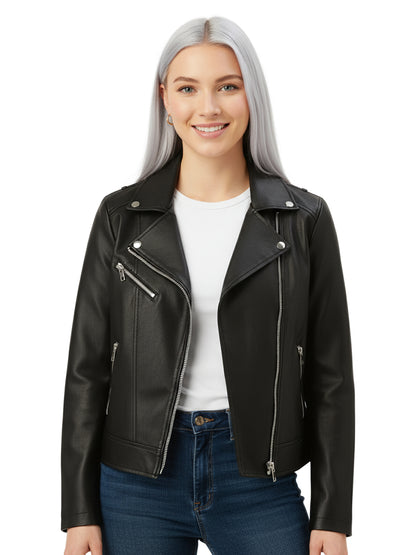 Leather Retail Women's Faux Leather Standard Length Jacket ( LRAIFRBL )