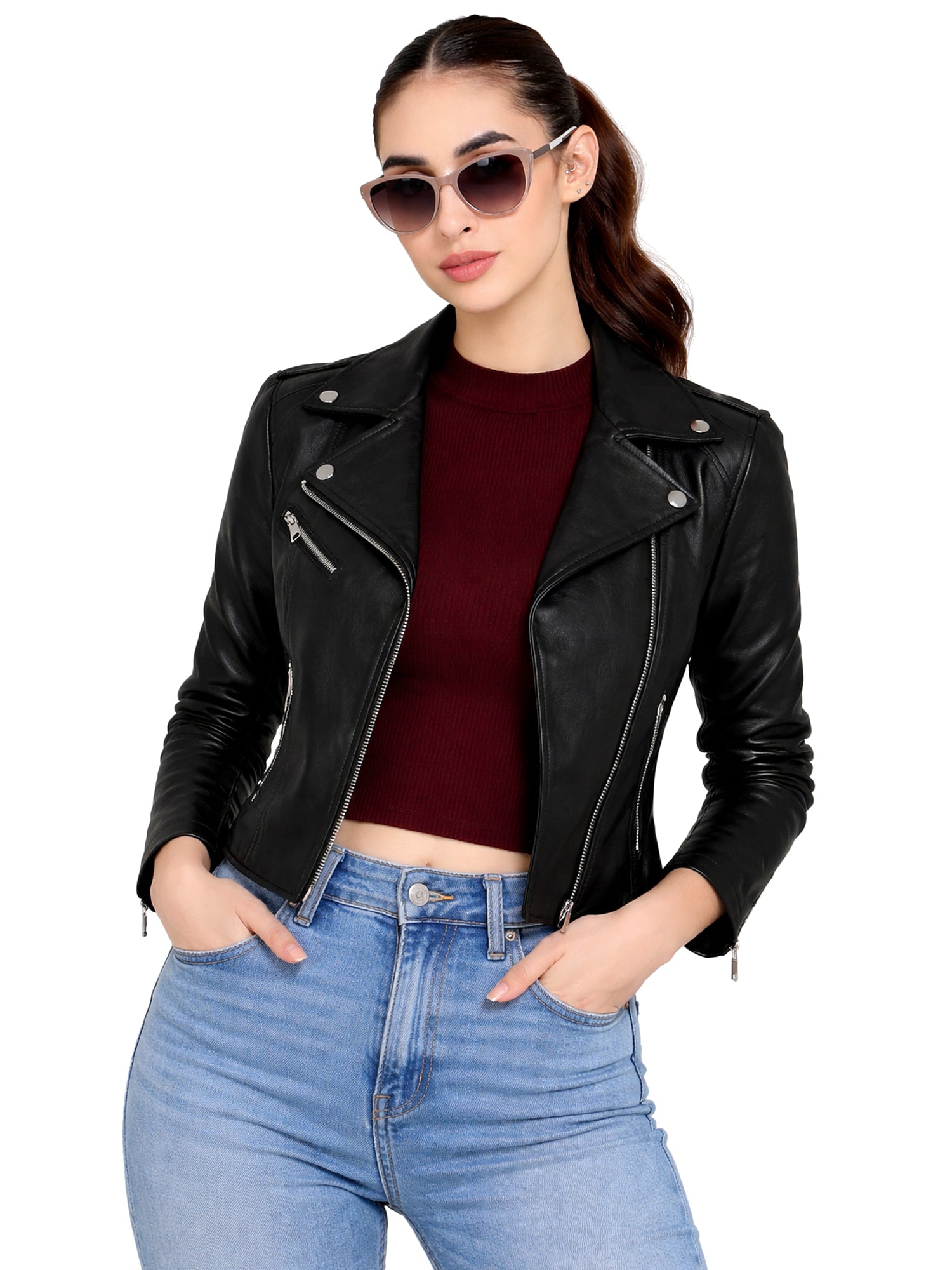 Leather Retail Women's Faux Leather Standard Length Jacket ( LRAIFRBL )