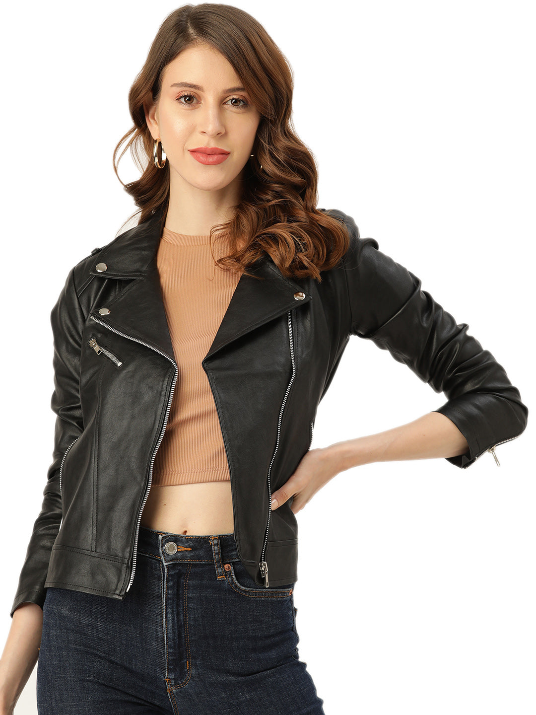 Leather Retail Women's Faux Leather Standard Length Jacket ( LRFRBL )