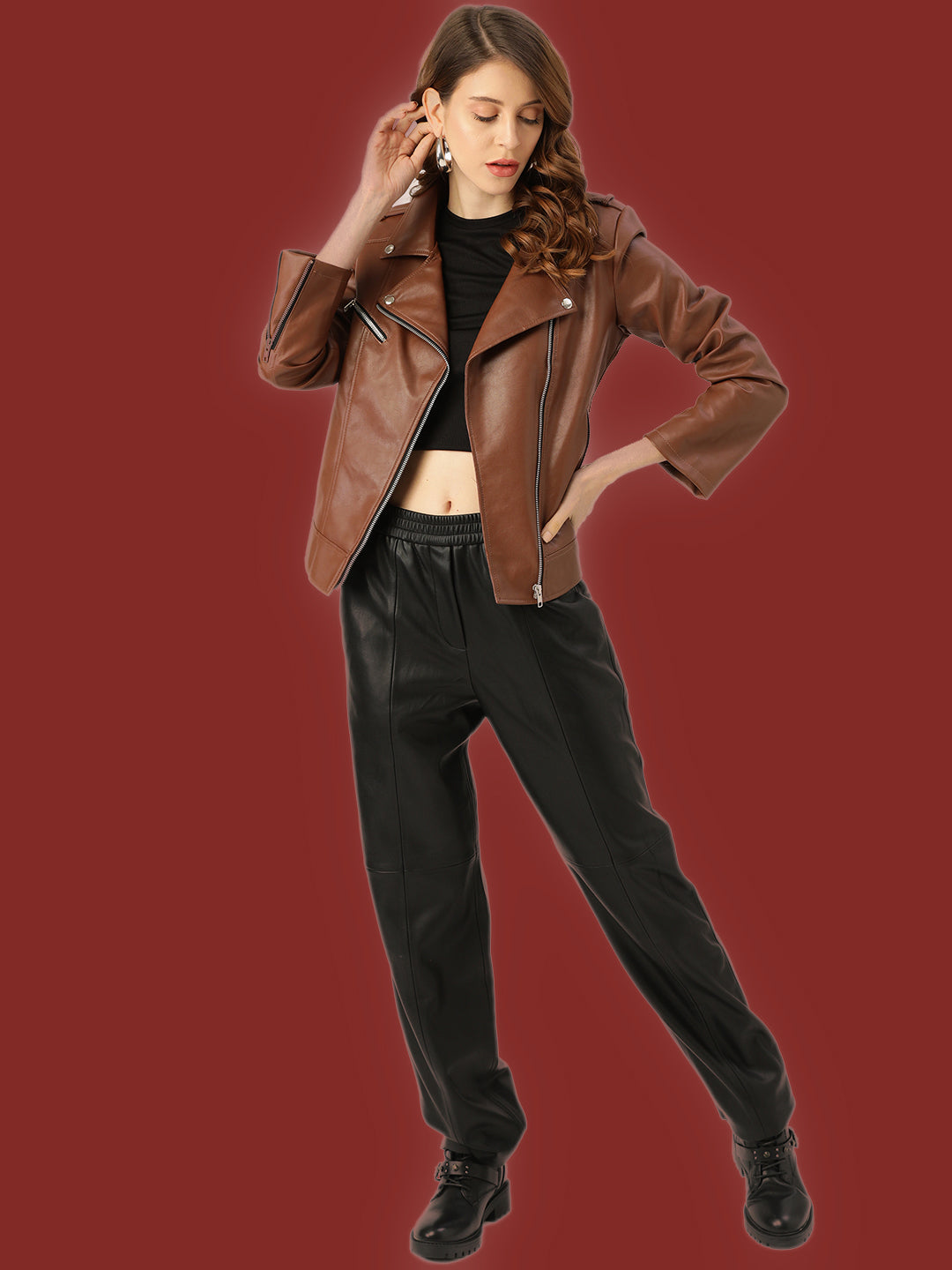 Leather Retail Women & Girls Solid Regular Jacket (LRFRBR)