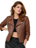 Leather Retail Women & Girls Solid Regular Jacket ( LRAIFRBR )