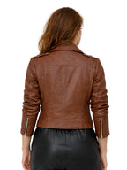 Leather Retail Women & Girls Solid Regular Jacket ( LRAIFRBR )