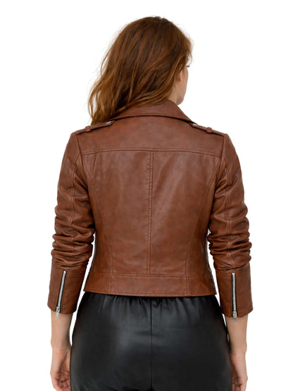 Leather Retail Women & Girls Solid Regular Jacket