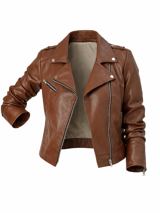 Leather Retail Women & Girls Solid Regular Jacket