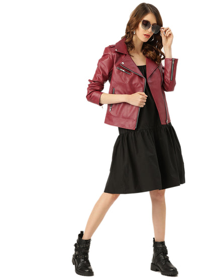 Leather Retail Women & Girls Solid Regular Jacket ( LRFRCH )