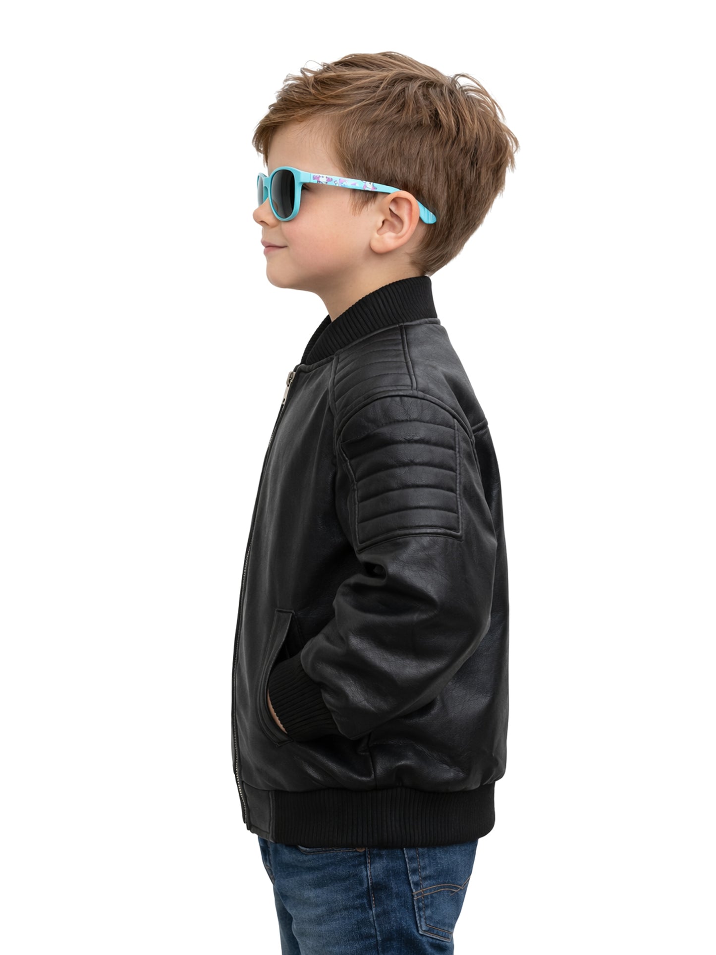 Leather Retail® Black Faux Leather Jacket for Kids
