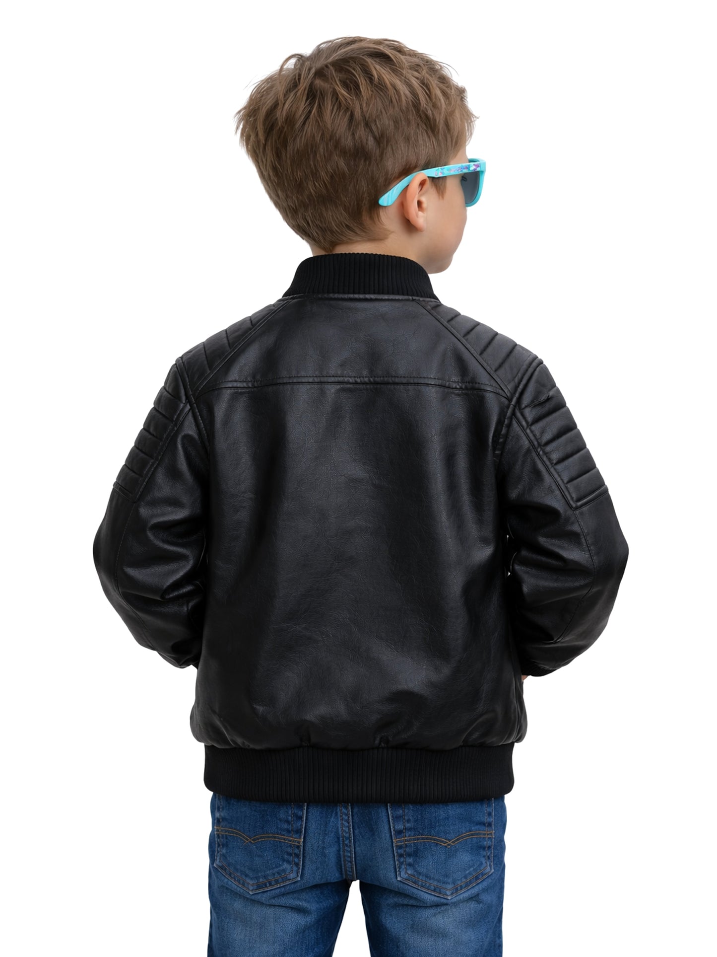 Leather Retail® Black Faux Leather Jacket for Kids