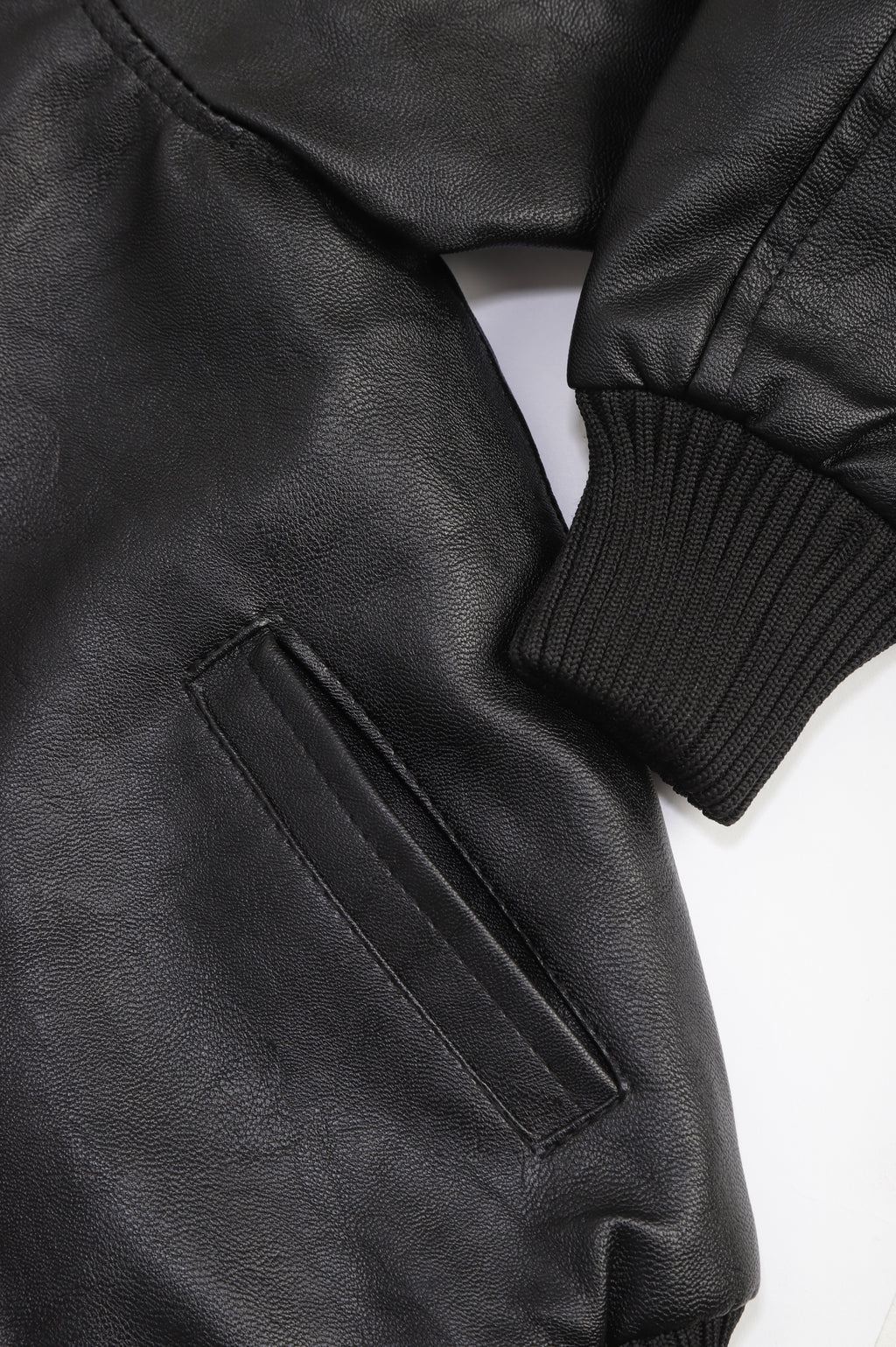 Leather Retail® Black Faux Leather Jacket for Kids( LRKDELBL )