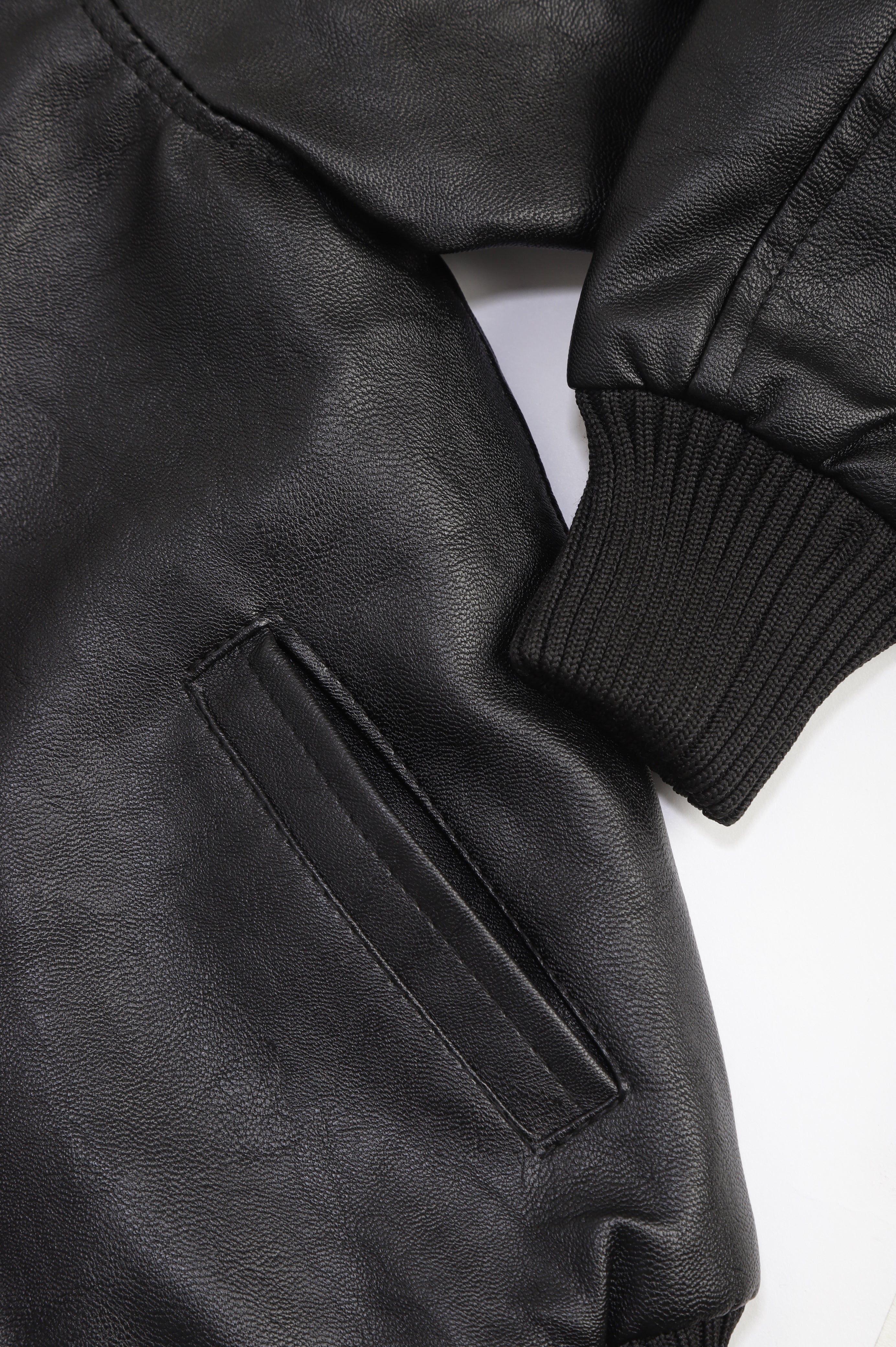 Leather Retail® Black Faux Leather Jacket for Kids( LRKDELBL )