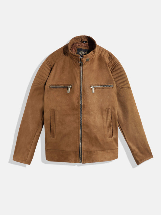 Leather Retail Kid's Brown Suede Faux Leather Jacket (LRKDSUDBRBR)