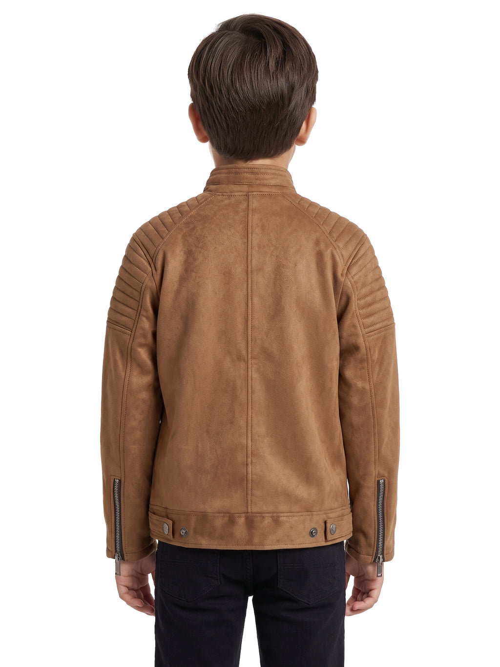 Leather Retail Kid's Brown Suede Faux Leather Jacket (LRKDSUDBRBR )