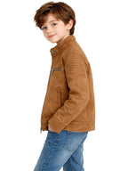 Leather Retail Kid's Brown Suede Faux Leather Jacket (LRKDSUDBRBR )