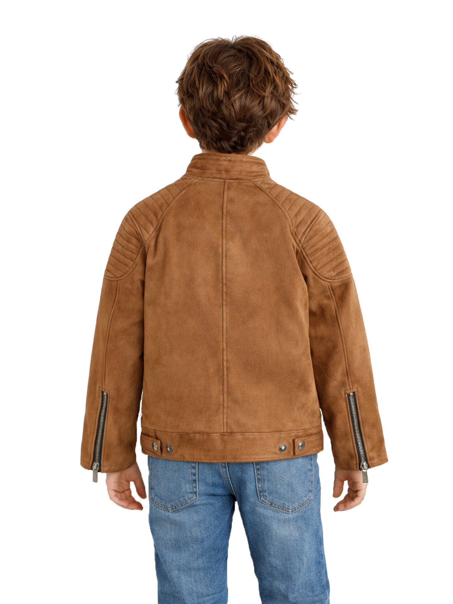 Leather Retail Kid's Brown Suede Faux Leather Jacket (LRKDSUDBRBR )