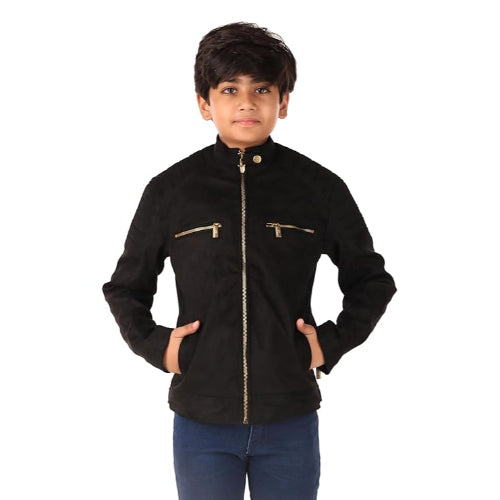 Leather Retail Kid's Boy Brown Suede Faux Leather Jacket (LRKDSUDDEBL01)