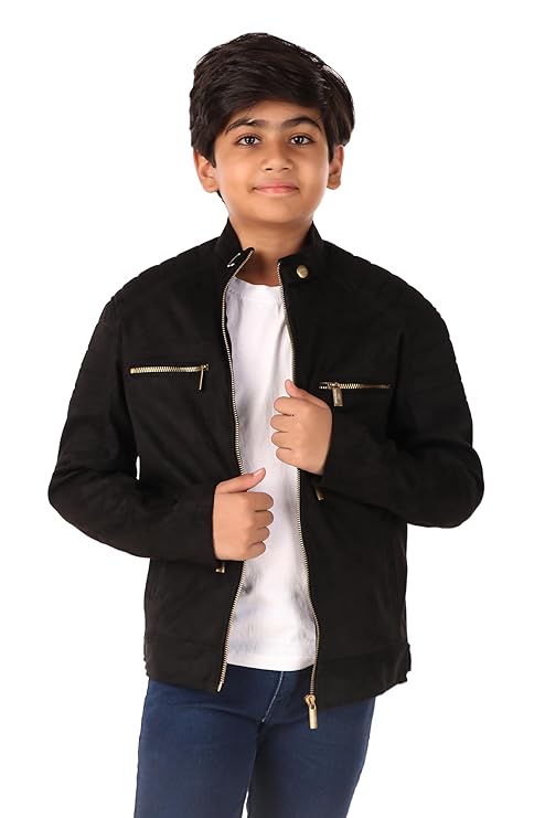 Leather Retail Kid's Boy Brown Suede Faux Leather Jacket (LRKDSUDDEBL01)