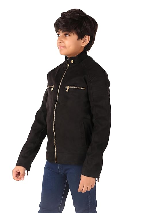 Leather Retail Kid's Boy Brown Suede Faux Leather Jacket (LRKDSUDDEBL01)