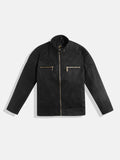 Leather Retail Kid's Black Suede Faux Leather Jacket ( LRKDSUDDEBL  )