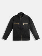 Leather Retail Kid's Black Suede Faux Leather Jacket ( LRKDSUDDEBL  )