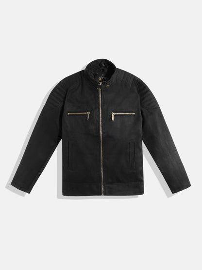 Leather Retail Kid's Black Suede Faux Leather Jacket ( LRKDSUDDEBL  )