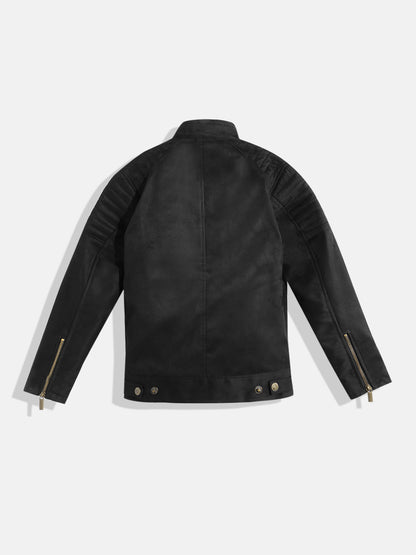 Leather Retail Kid's Black Suede Faux Leather Jacket ( LRKDSUDDEBL  )