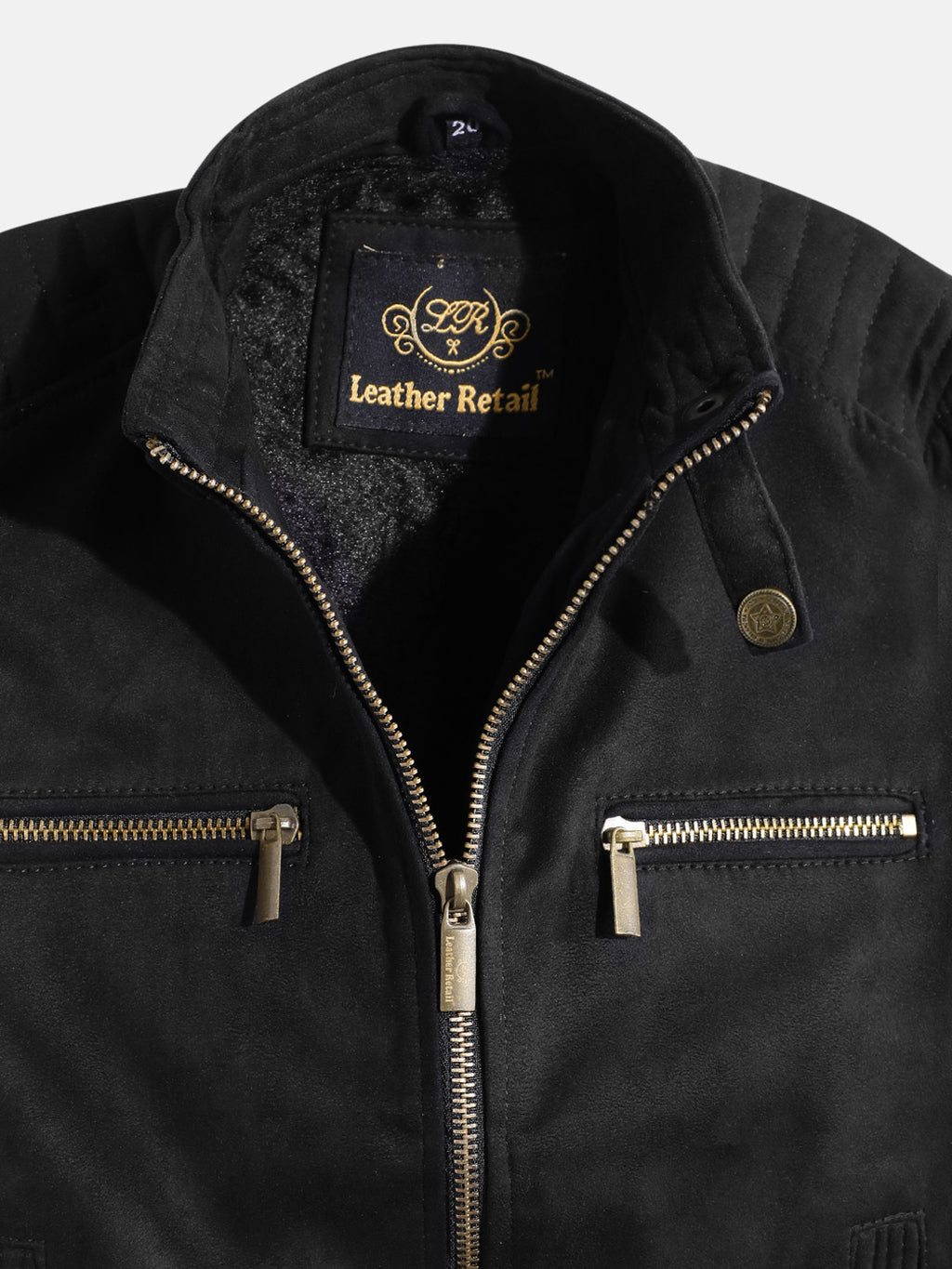 Leather Retail Kid's Black Suede Faux Leather Jacket ( LRKDSUDDEBL  )