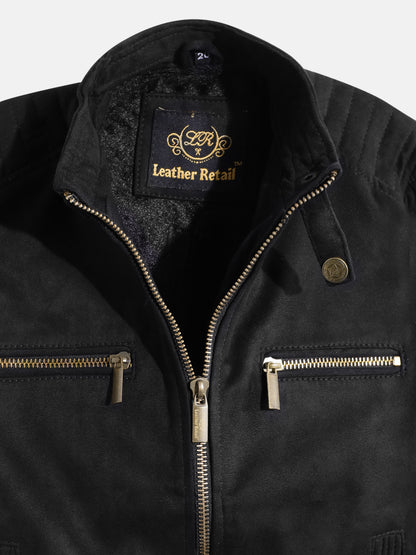 Leather Retail Kid's Black Suede Faux Leather Jacket ( LRKDSUDDEBL  )