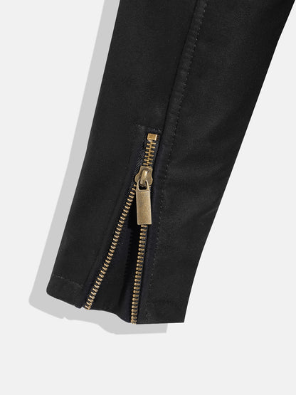 Leather Retail Kid's Black Suede Faux Leather Jacket ( LRKDSUDDEBL  )
