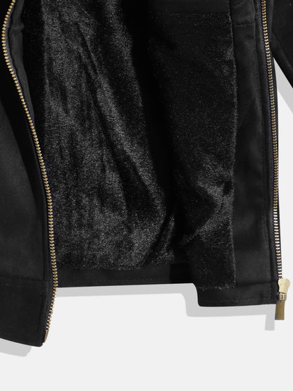 Leather Retail Kid's Black Suede Faux Leather Jacket ( LRKDSUDDEBL  )