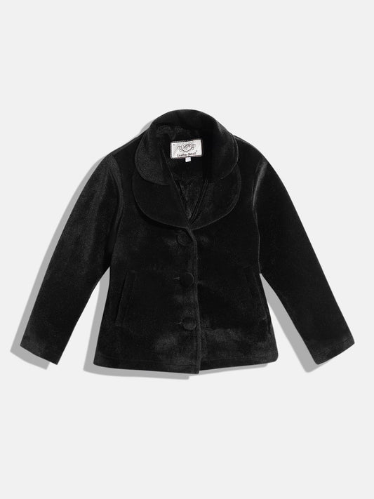 Leather Retail Kids Velvet winter jacket For Girls ( LRKDVEL3BL )
