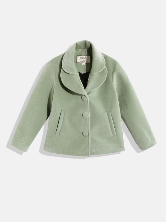 Leather Retail Kids Velvet winter jacket For Girls (LRKDVEL3GR)