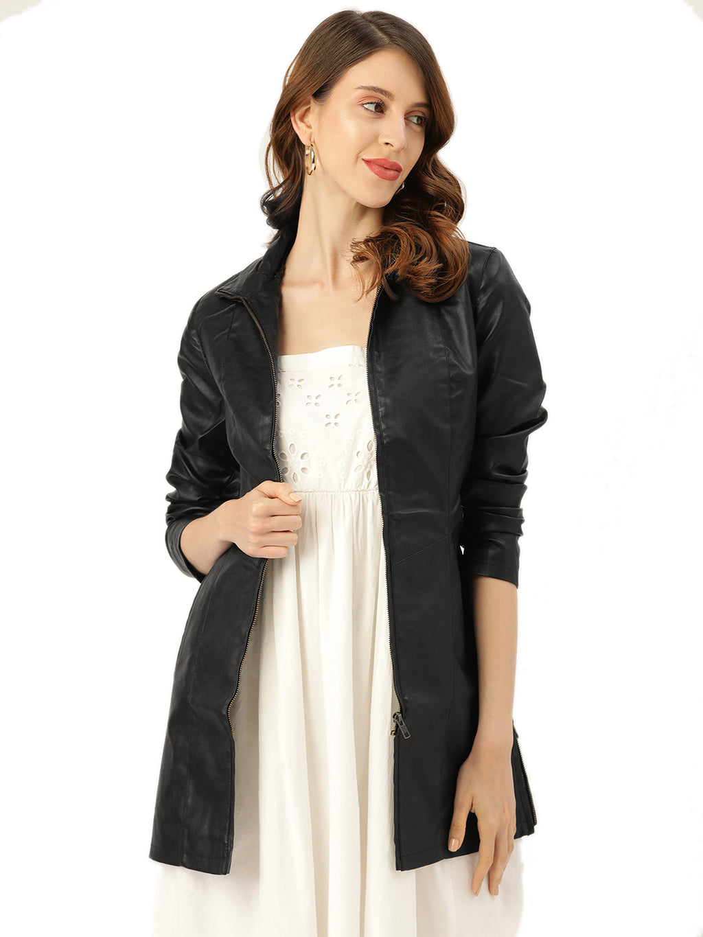 Leather Retail® Full Sleeve Solid Jacket for Women's ( LRLOBL )