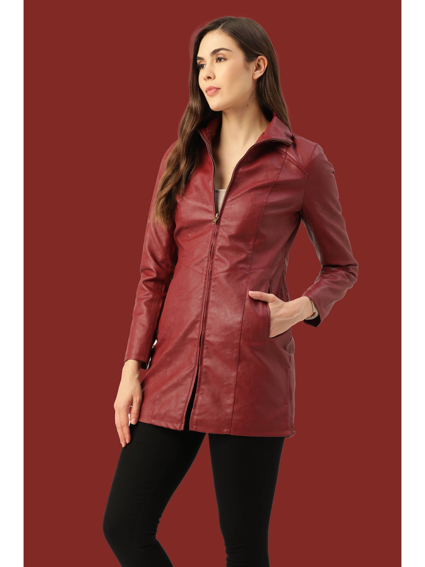 Leather Retail® Full Sleeve Solid Jacket for Women's(LRLOCH)