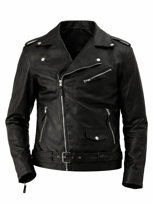 Leather Retail® Full Sleeve Solid Jacket for Men's Biker Style