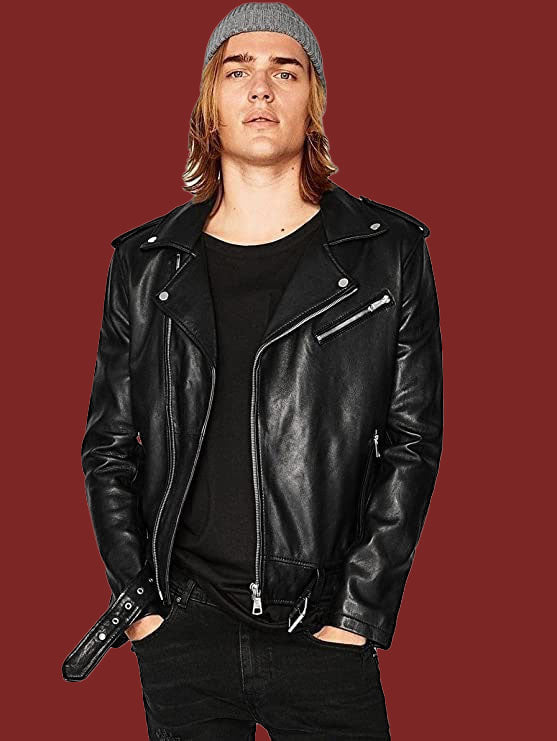 Leather Retail® Full Sleeve Solid Jacket for Men's Biker Style(LRM11BL)