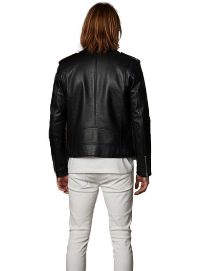 Leather Retail® Full Sleeve Solid Jacket for Men's Biker Style ( LRAIM11BL )