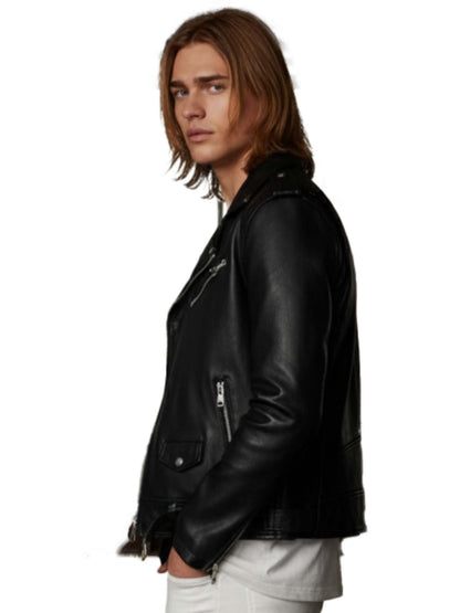 Leather Retail® Full Sleeve Solid Jacket for Men's Biker Style ( LRAIM11BL )