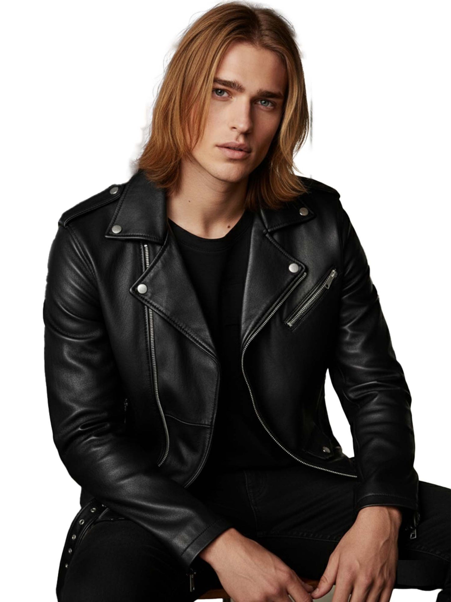 Leather Retail® Full Sleeve Solid Jacket for Men's Biker Style ( LRAIM11BL )