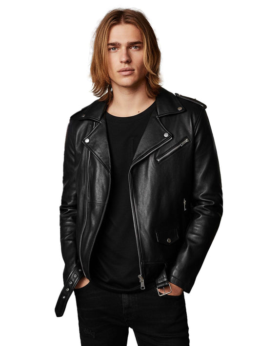 Leather Retail® Full Sleeve Solid Jacket for Men's Biker Style ( LRAIM11BL )
