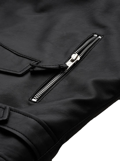 Leather Retail® Full Sleeve Solid Jacket for Men's Biker Style